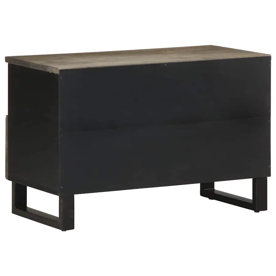 Meuble TV noir 70x33x46 cm bois massif de manguier - 5