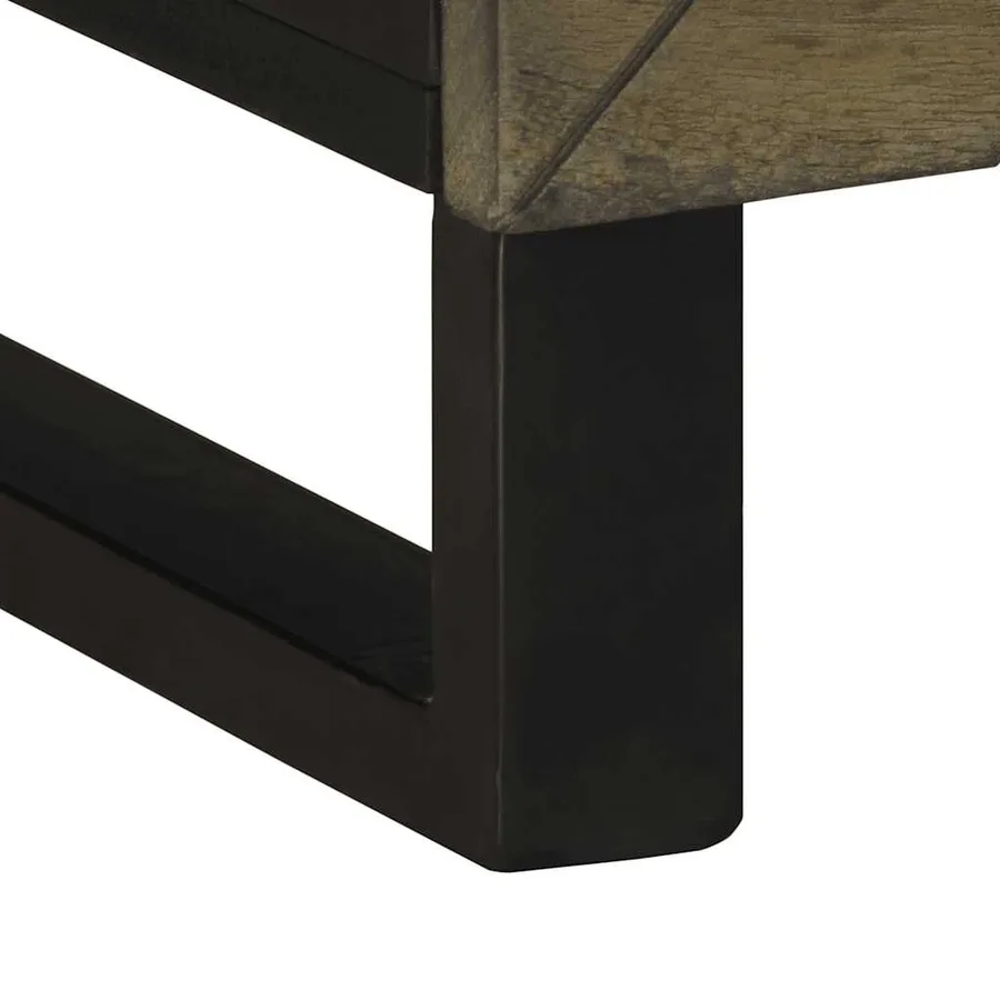 Meuble TV noir 70x33x46 cm bois massif de manguier - 8