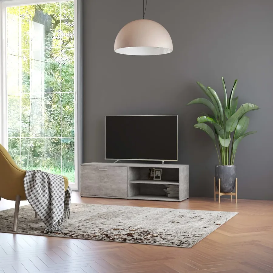 Meuble TV Gris béton 120x34x37 cm Bois d’ingénierie
