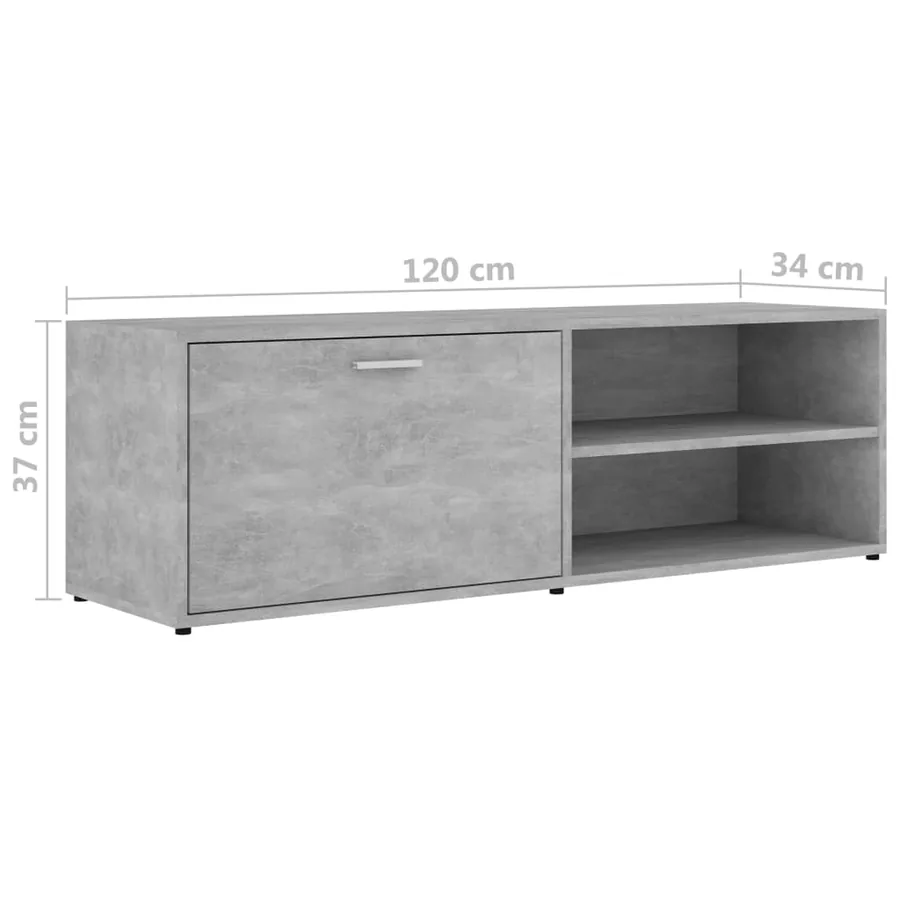 Meuble TV Gris béton 120x34x37 cm Bois d’ingénierie - 9