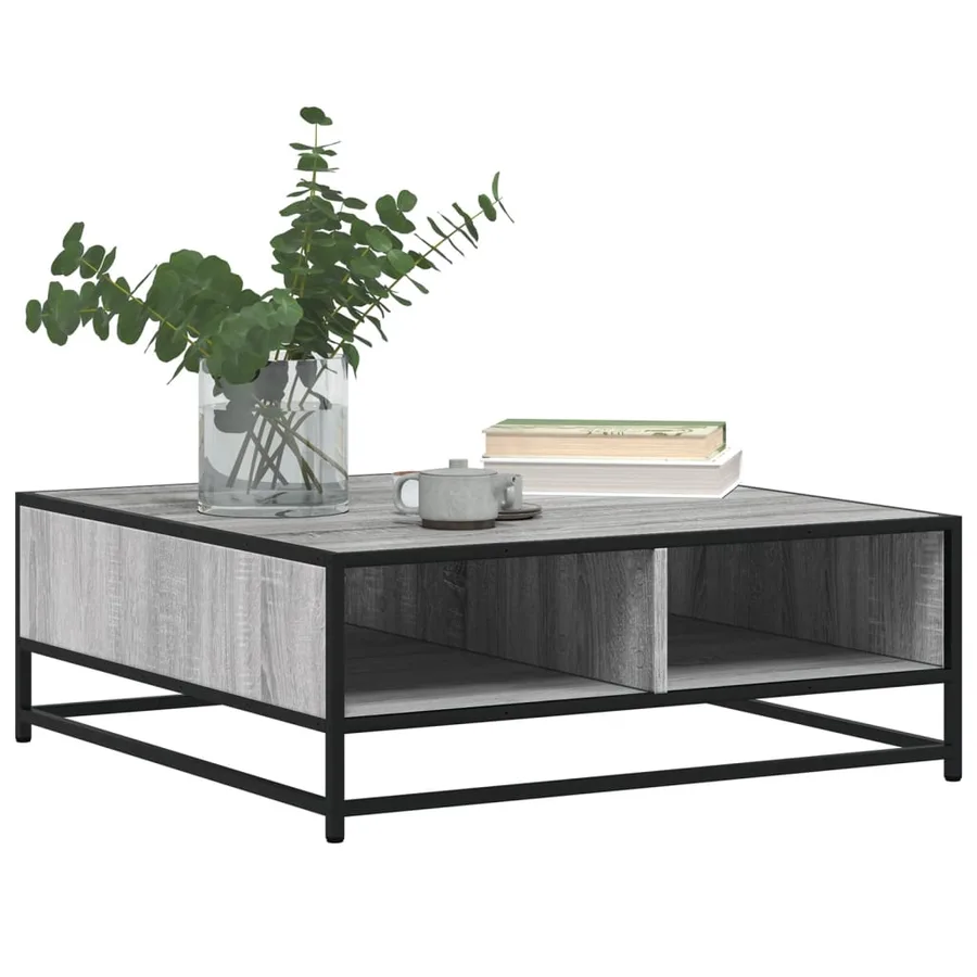 Table basse sonoma gris 80x80x30 cm bois d'ingénierie et métal - 4
