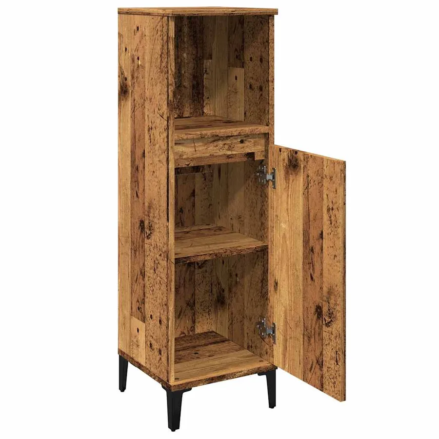 Armoire de salle de bain vieux bois 30x30x100cm bois ingénierie - 5