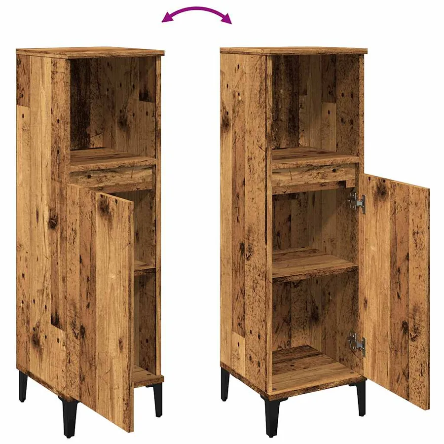 Armoire de salle de bain vieux bois 30x30x100cm bois ingénierie - 8