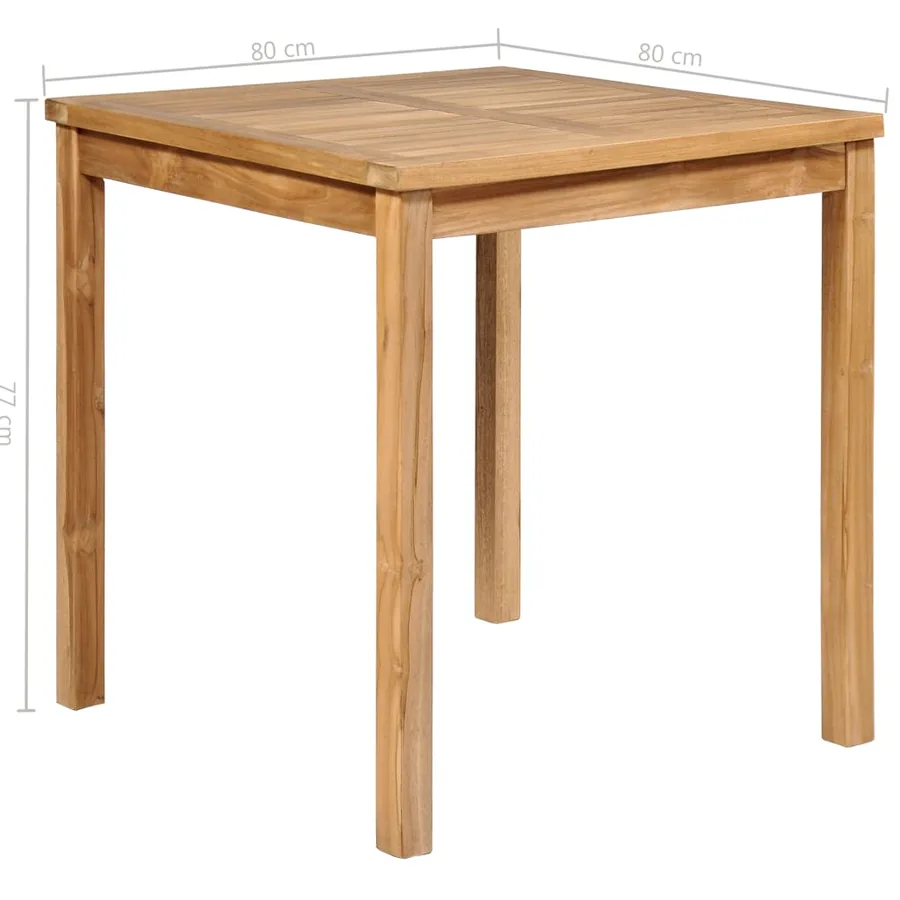 Ensemble de salle à manger de jardin 3 pièces 80 x 80 cm en bois de teck massif - 15