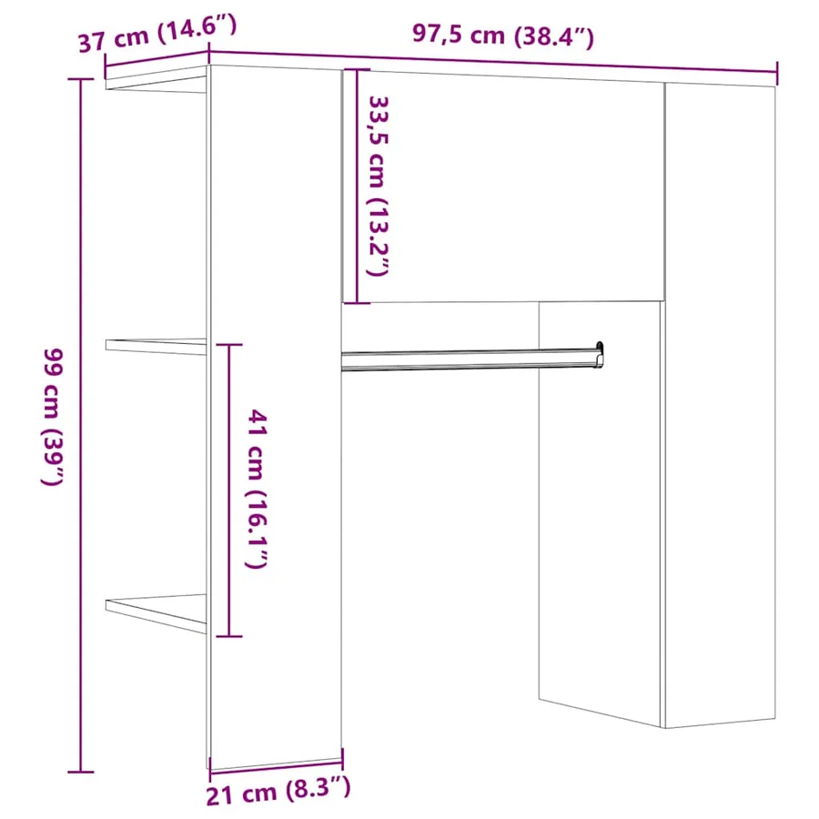 Armoire de couloir vieux bois 97,5x37x99 cm bois d'ingénierie - 10