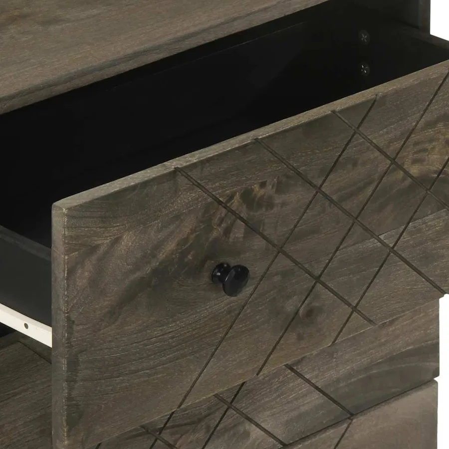 Buffets 3 pcs noir 60x33x75 cm bois massif de manguier - 10