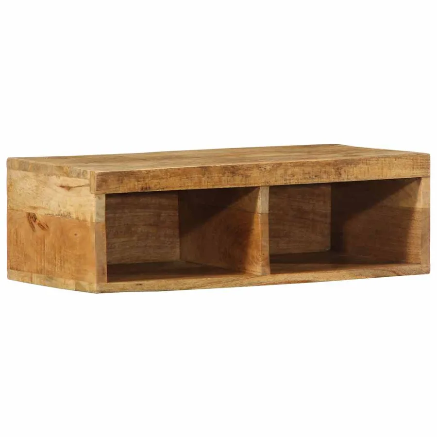 Meuble TV mural 60x30x19 cm bois massif de manguier brut - 2