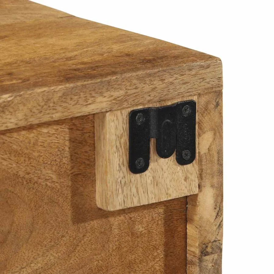 Meuble TV mural 60x30x19 cm bois massif de manguier brut - 9