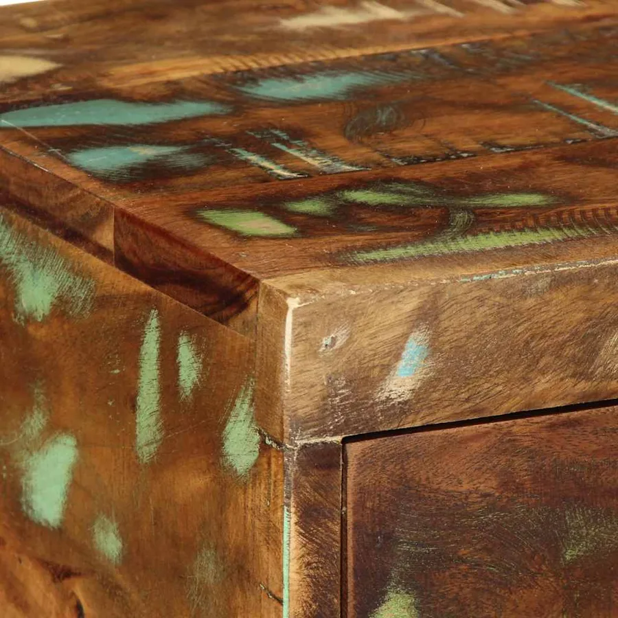Meuble TV mural 100x30x19 cm bois massif de récupération - 8