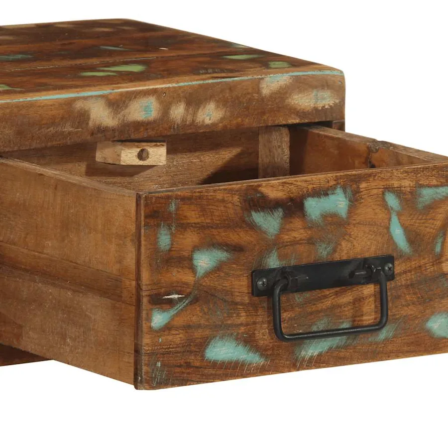 Meuble TV mural 100x30x19 cm bois massif de récupération - 9