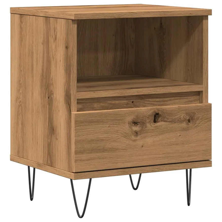 Table de chevet chêne artisanal 40x35x50 cm bois d’ingénierie - 2