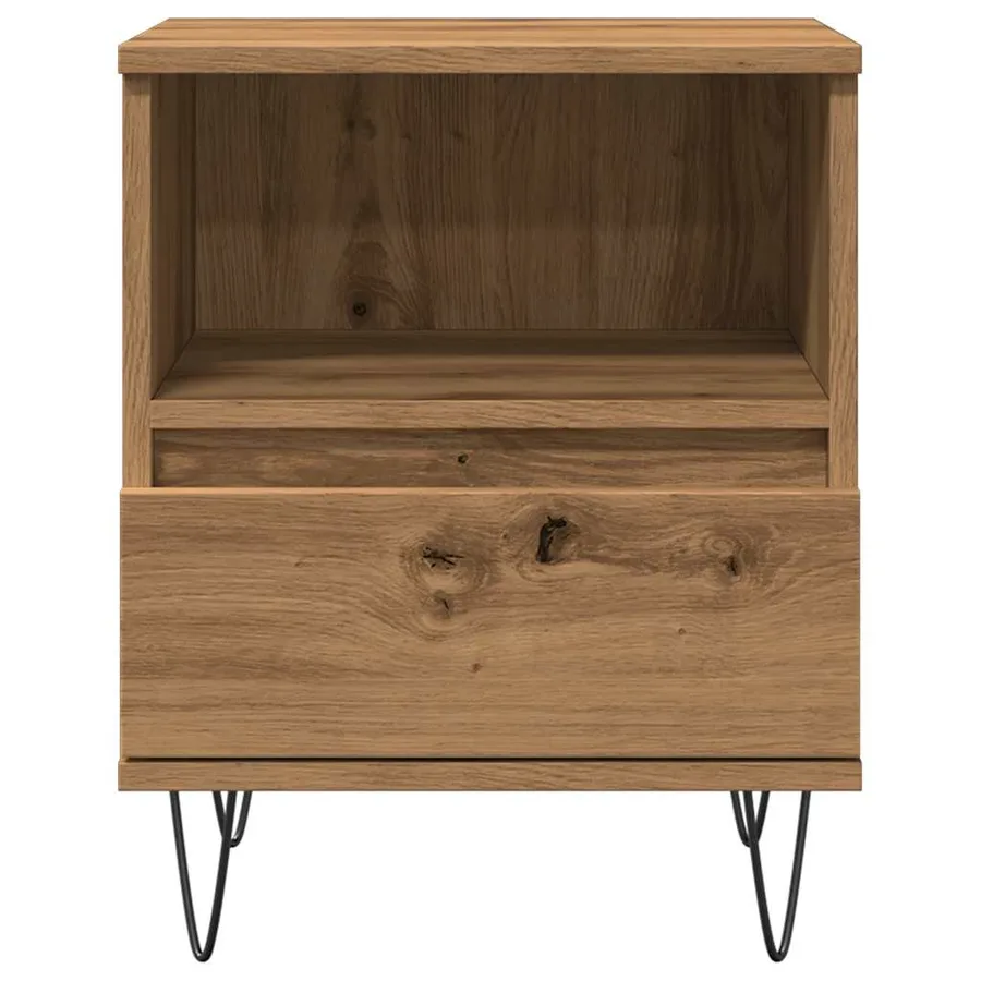 Table de chevet chêne artisanal 40x35x50 cm bois d’ingénierie - 4