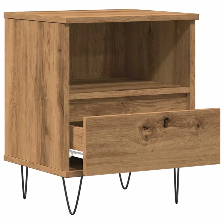 Table de chevet chêne artisanal 40x35x50 cm bois d’ingénierie - 5