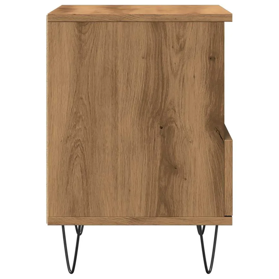 Table de chevet chêne artisanal 40x35x50 cm bois d’ingénierie - 6
