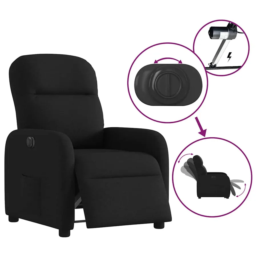 Fauteuil inclinable électrique Noir Tissu - 9