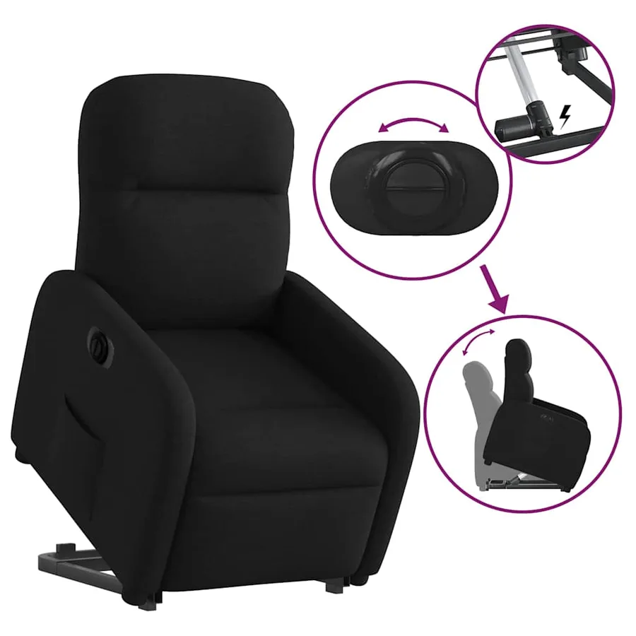 Fauteuil inclinable électrique noir tissu - 8