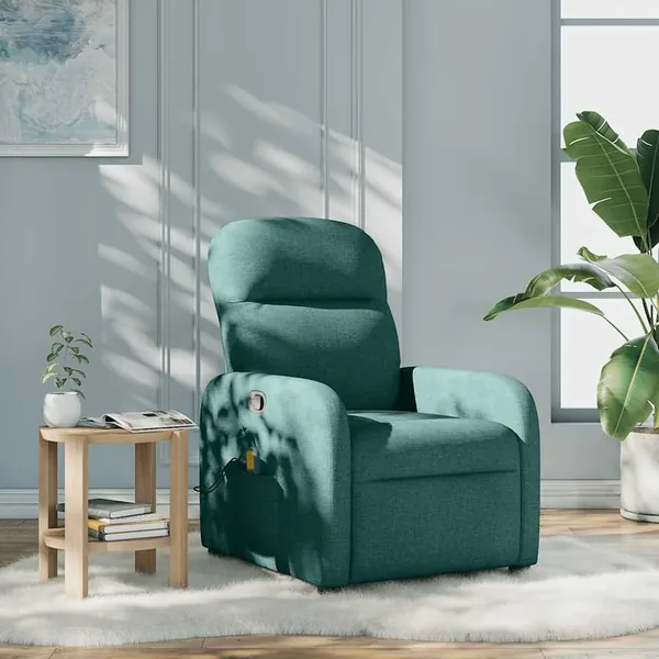 Fauteuil de massage inclinable Vert foncé Tissu