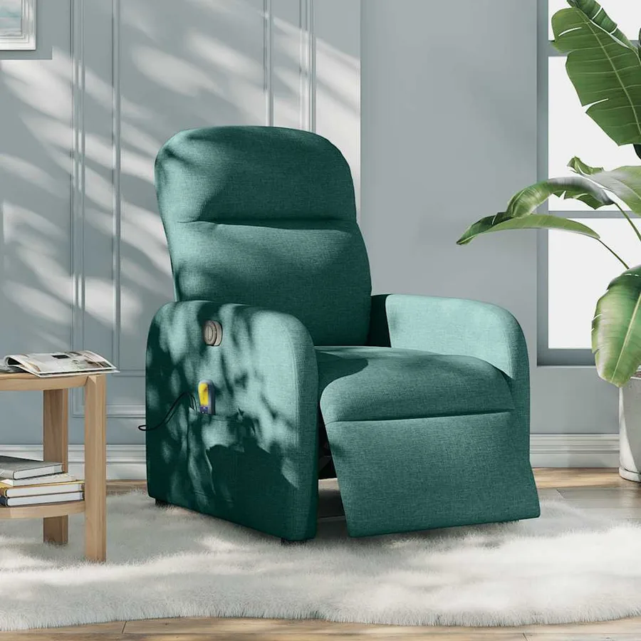 Fauteuil de massage inclinable électrique Vert foncé Tissu - 2