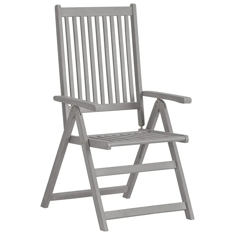 Chaises inclinables de jardin lot de 2 Gris Bois solide acacia - 2