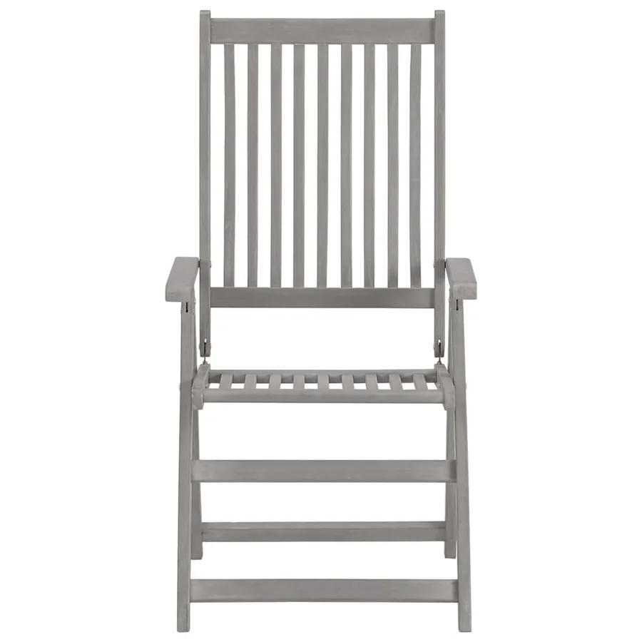 Chaises inclinables de jardin lot de 2 Gris Bois solide acacia - 3