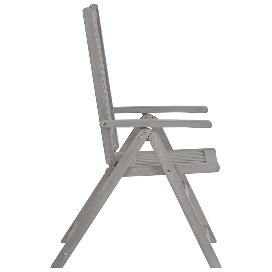 Chaises inclinables de jardin lot de 2 Gris Bois solide acacia - 4