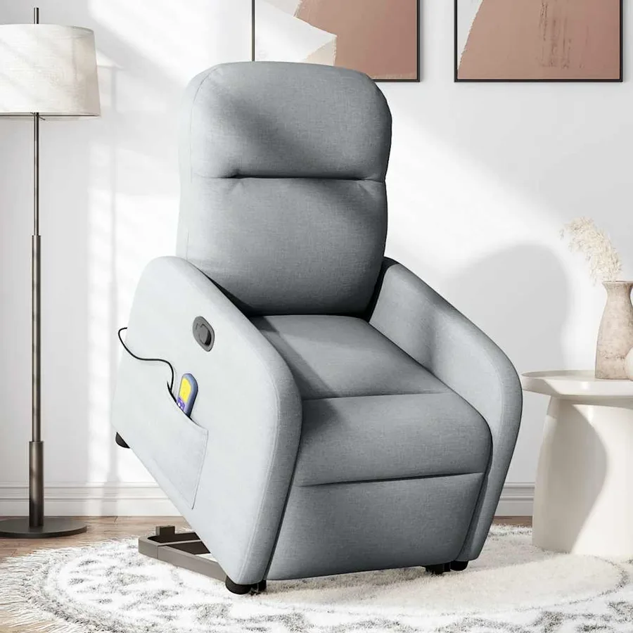 Fauteuil de massage inclinable Gris clair Tissu - 2
