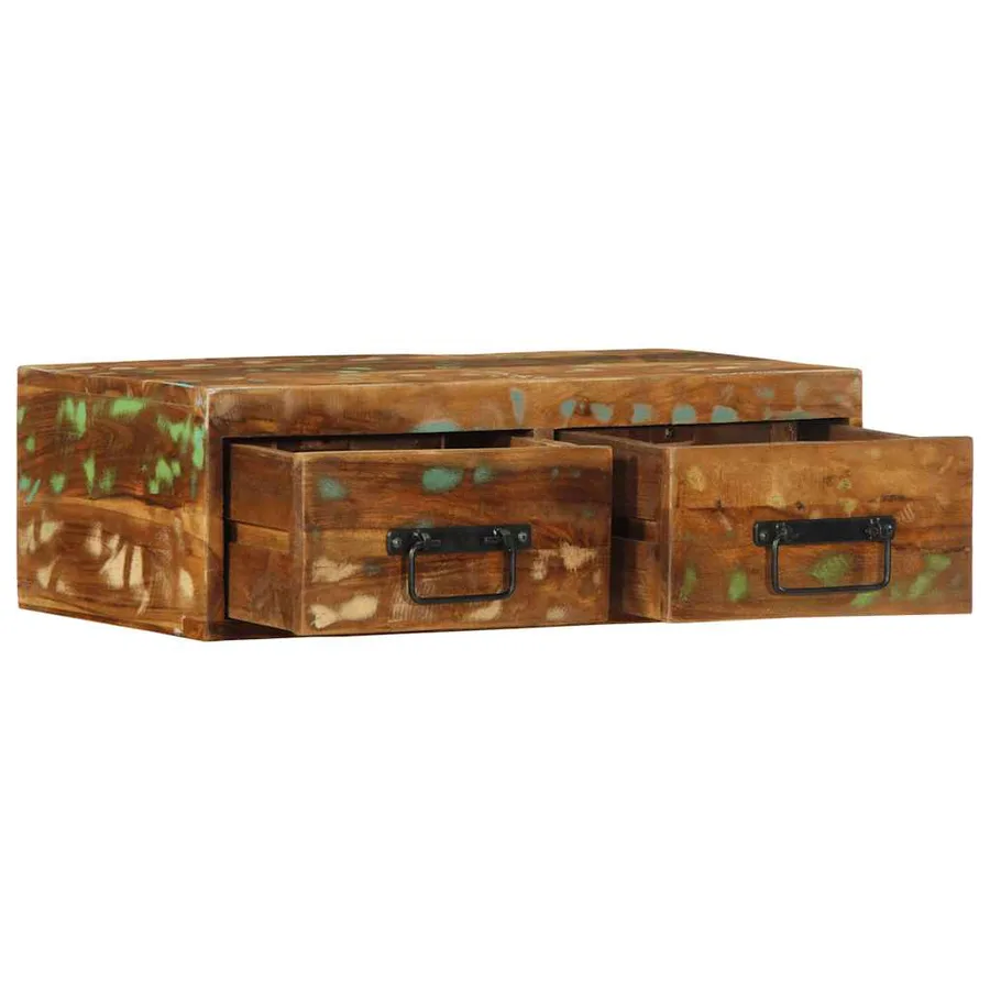 Meuble TV mural 60x30x19 cm bois massif de récupération - 2