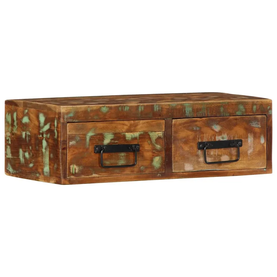 Meuble TV mural 60x30x19 cm bois massif de récupération - 3