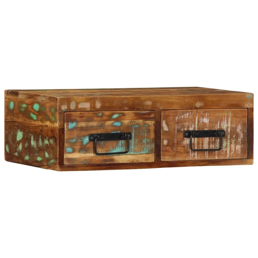 Meuble TV mural 60x30x19 cm bois massif de récupération - 4