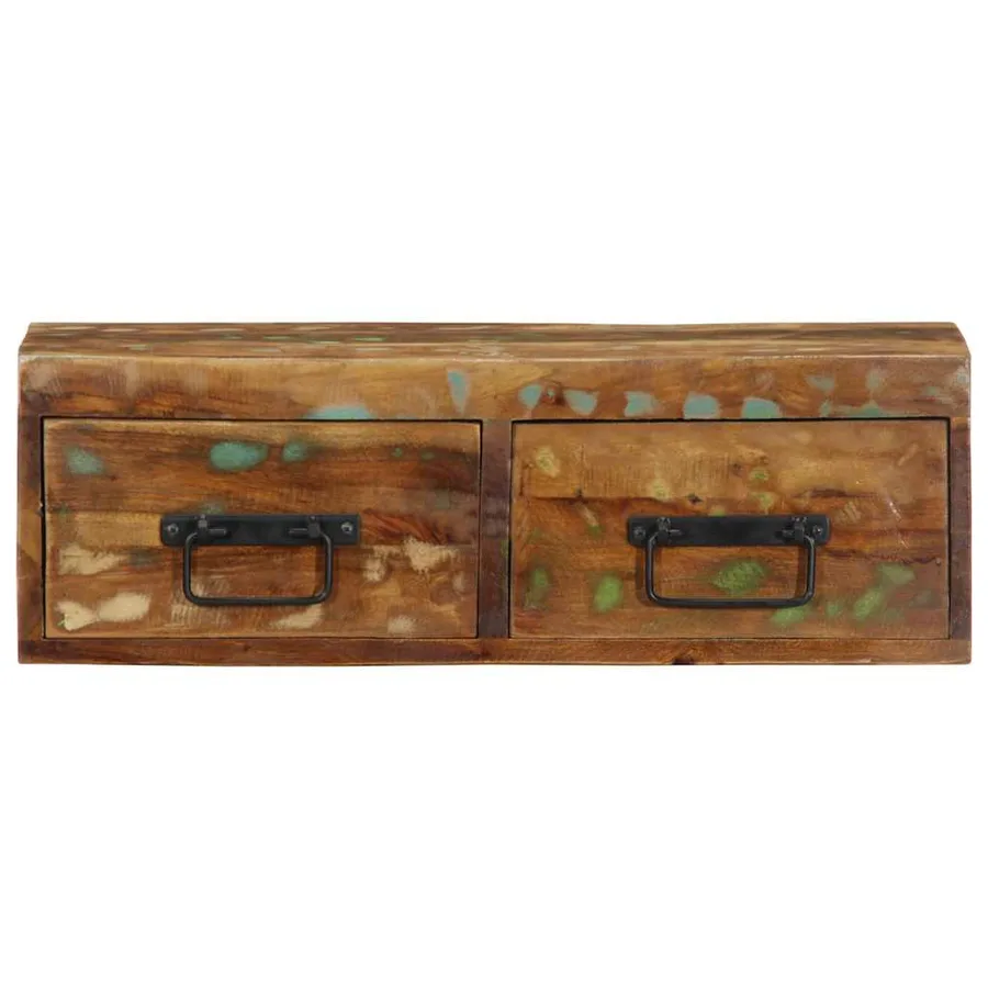 Meuble TV mural 60x30x19 cm bois massif de récupération - 5