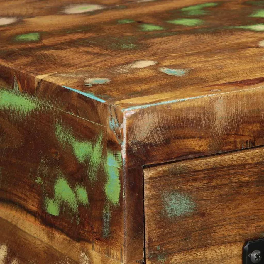 Meuble TV mural 60x30x19 cm bois massif de récupération - 8
