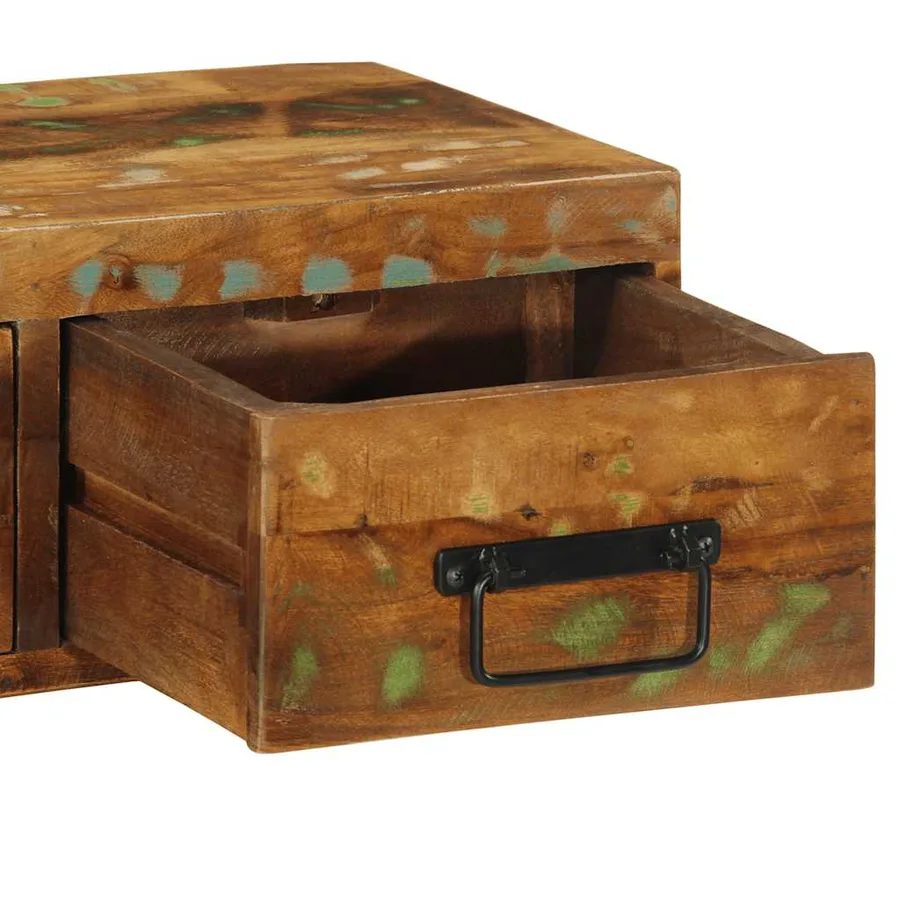 Meuble TV mural 60x30x19 cm bois massif de récupération - 9