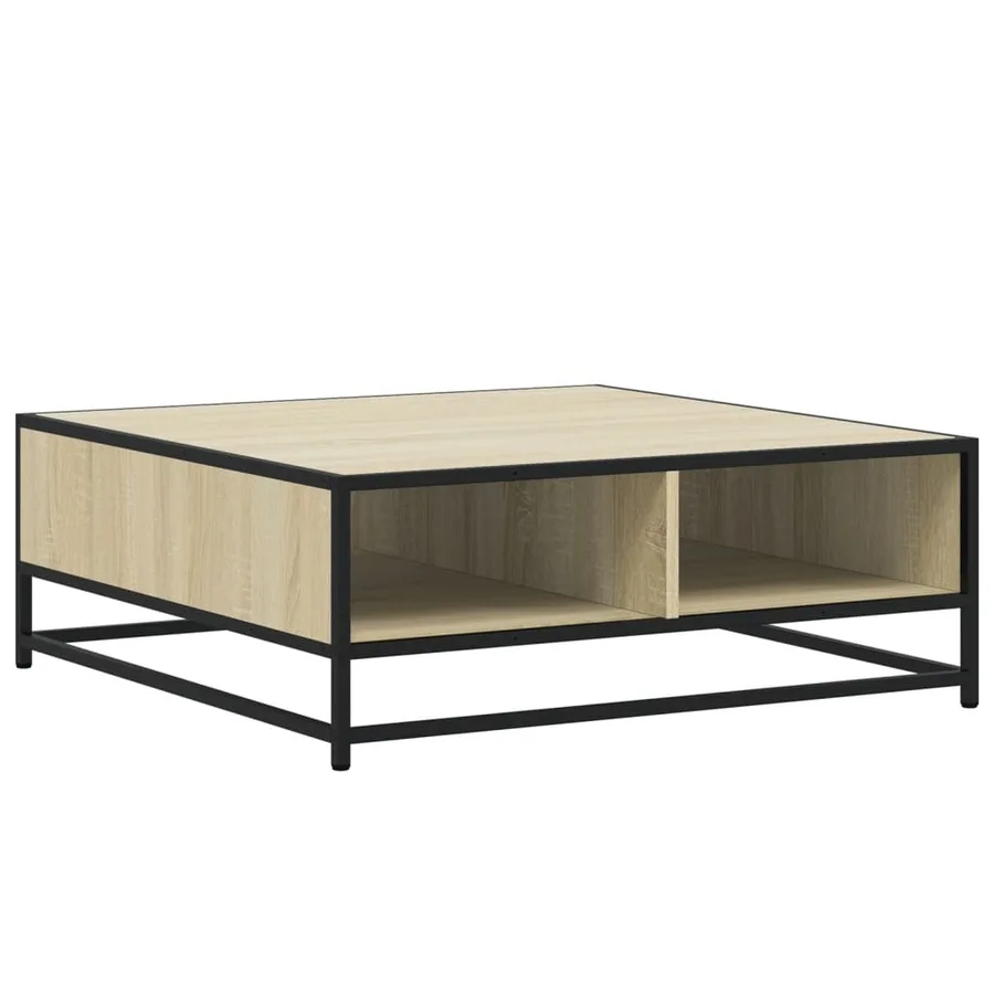 Table basse chêne sonoma 80x80x30 cm bois d'ingénierie et métal - 7