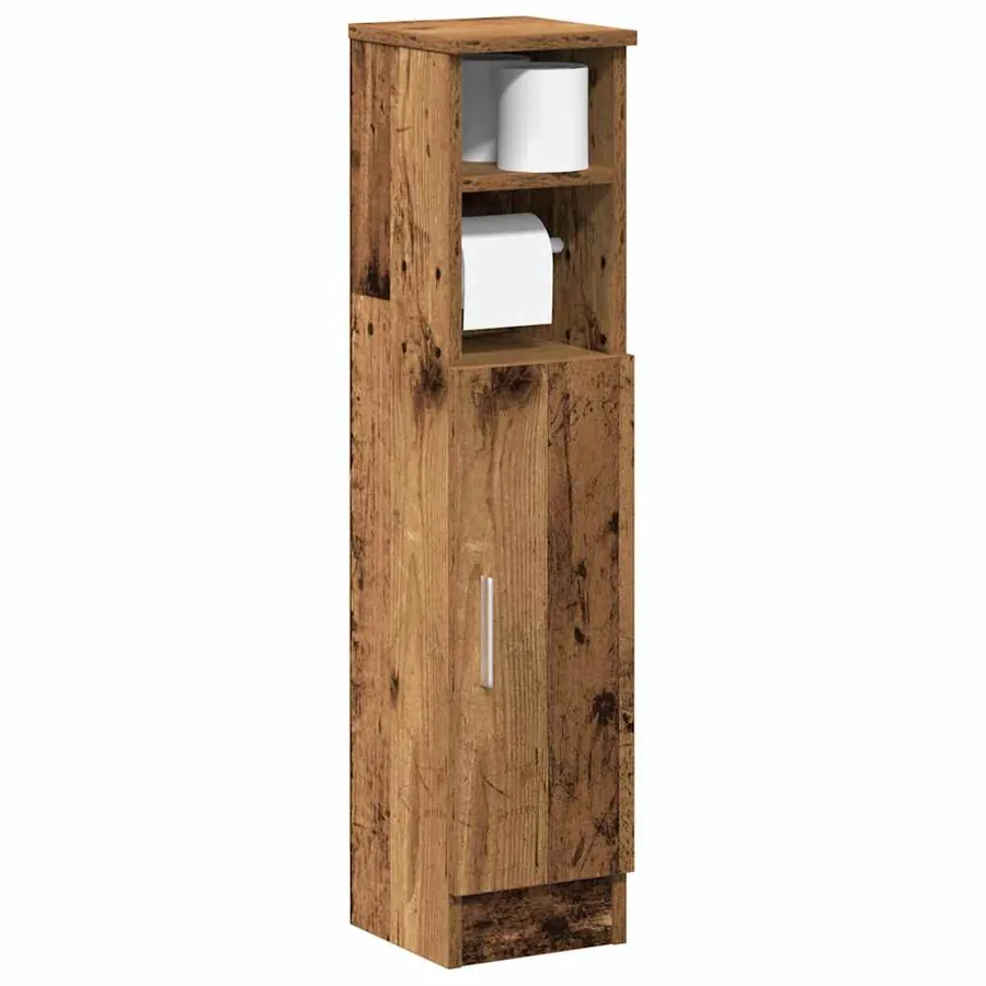 Meuble de salle de bain avec porte-rouleau vieux bois