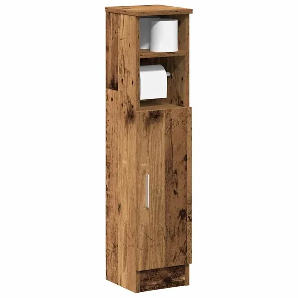 Meuble de salle de bain avec porte-rouleau vieux bois