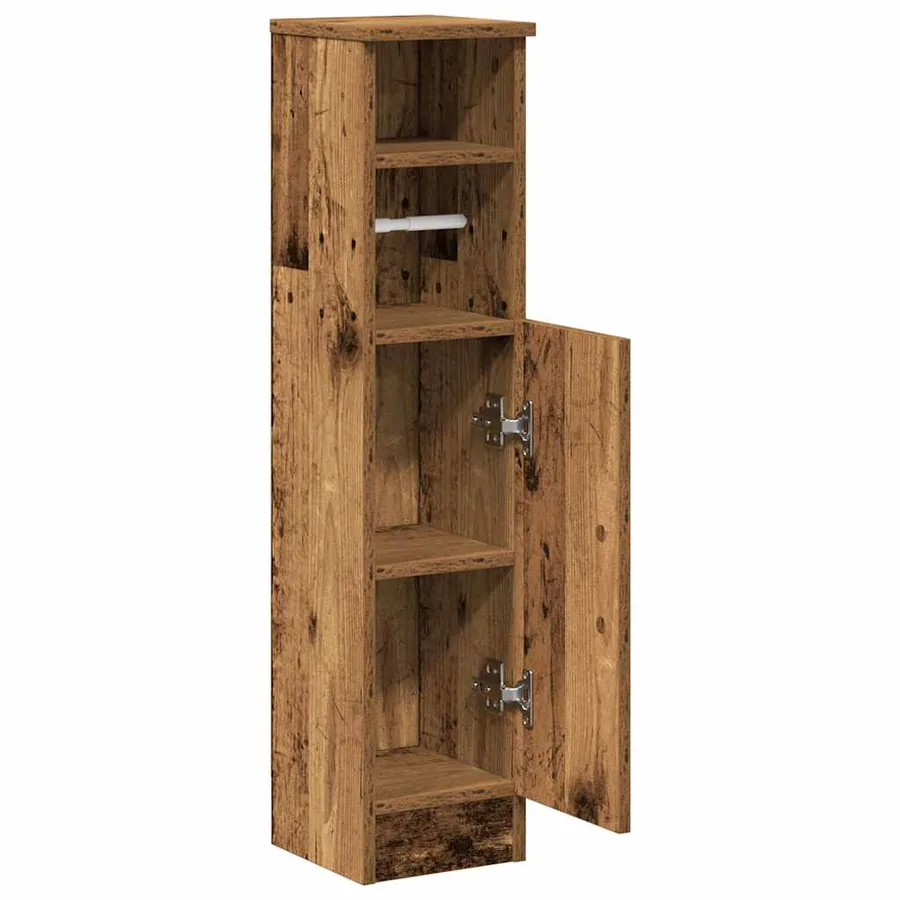 Meuble de salle de bain avec porte-rouleau vieux bois - 5