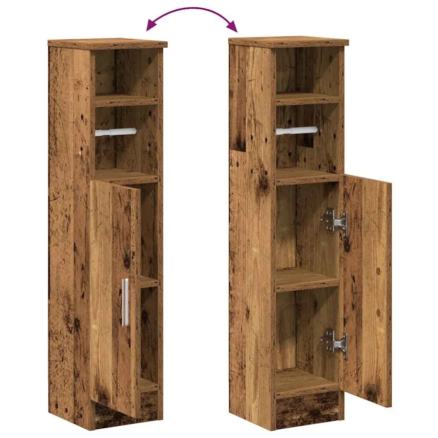 Meuble de salle de bain avec porte-rouleau vieux bois - 8