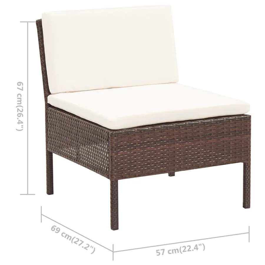 Salon de jardin 6 pcs avec coussins Résine tressée Marron - 17