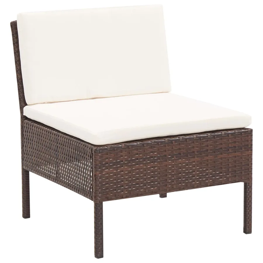 Salon de jardin 6 pcs avec coussins Résine tressée Marron - 7