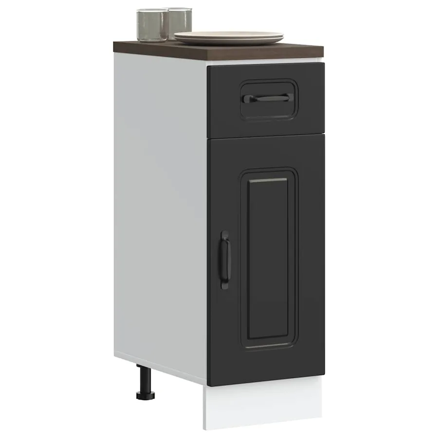 Armoire de cuisine Kalmar noir bois d'ingénierie