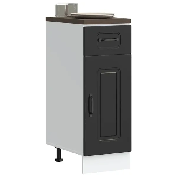 Armoire de cuisine Kalmar noir bois d'ingénierie
