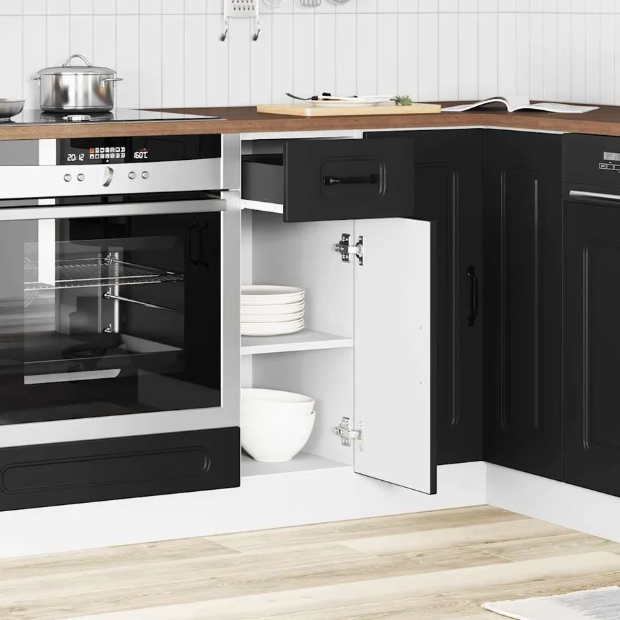 Armoire de cuisine Kalmar noir bois d'ingénierie - 3