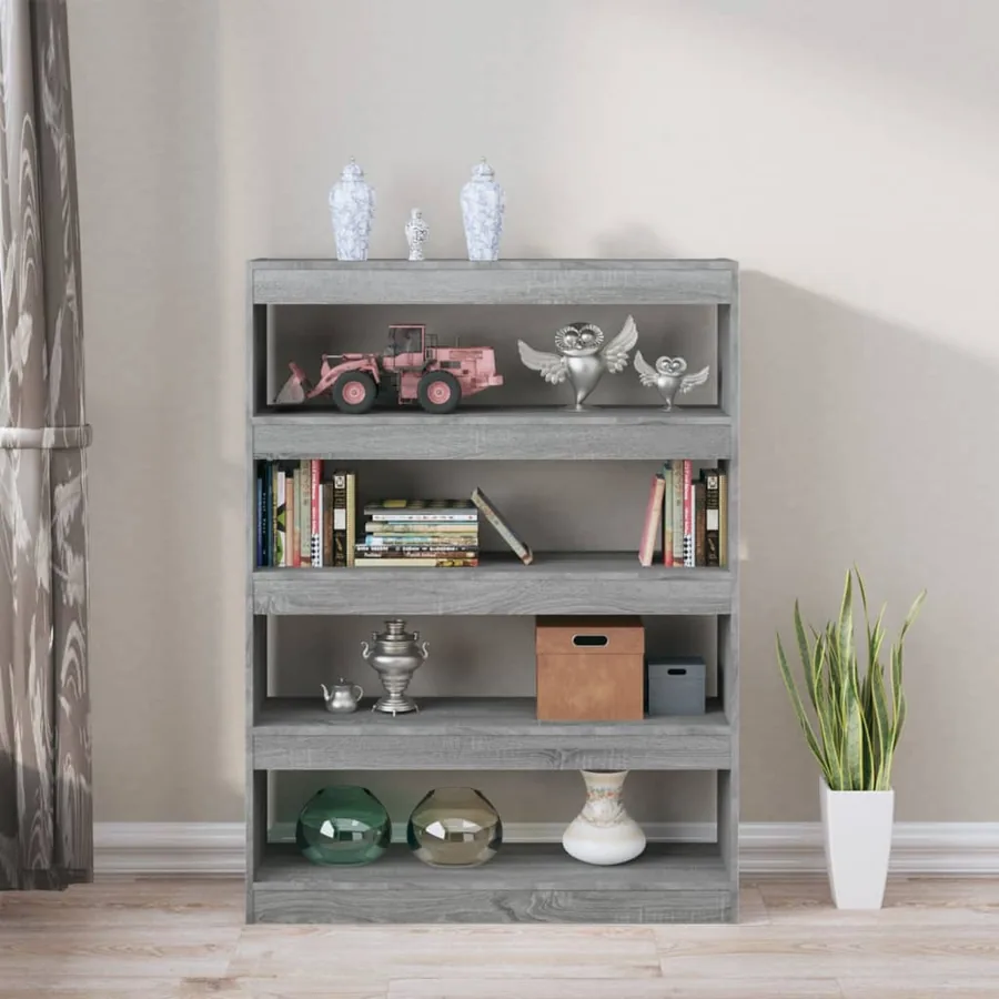 Bibliothèque/Séparateur de pièce sonoma gris 100x30x135 cm - 7