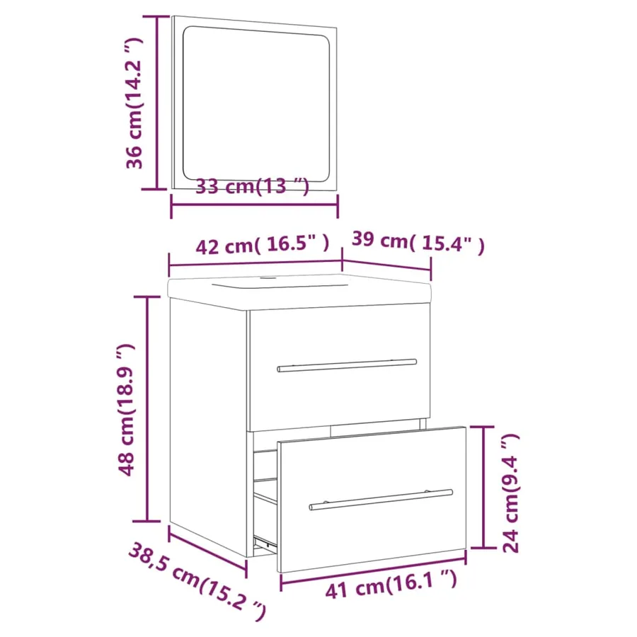 Meuble lavabo avec bassin intégré Blanc Bois d'ingénierie - 12