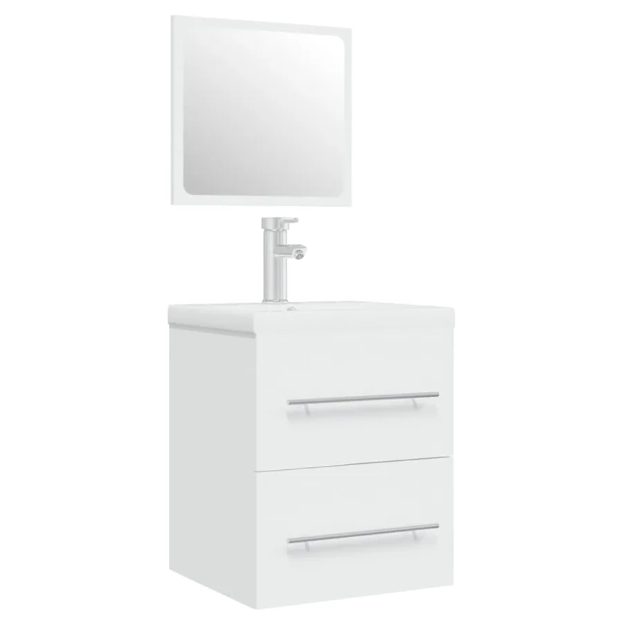 Meuble lavabo avec bassin intégré Blanc Bois d'ingénierie - 2