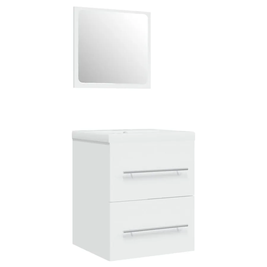 Meuble lavabo avec bassin intégré Blanc Bois d'ingénierie - 4