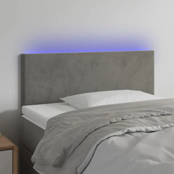 Tête de lit à LED Gris clair 90x5x78/88 cm Velours