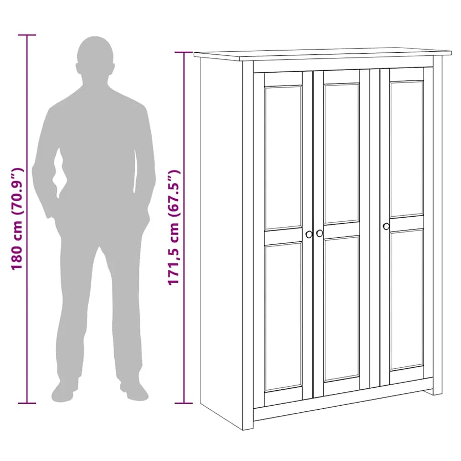 Garde-robe à 3 portes 118x50x171,5 cm Pin Assortiment Panama - 10