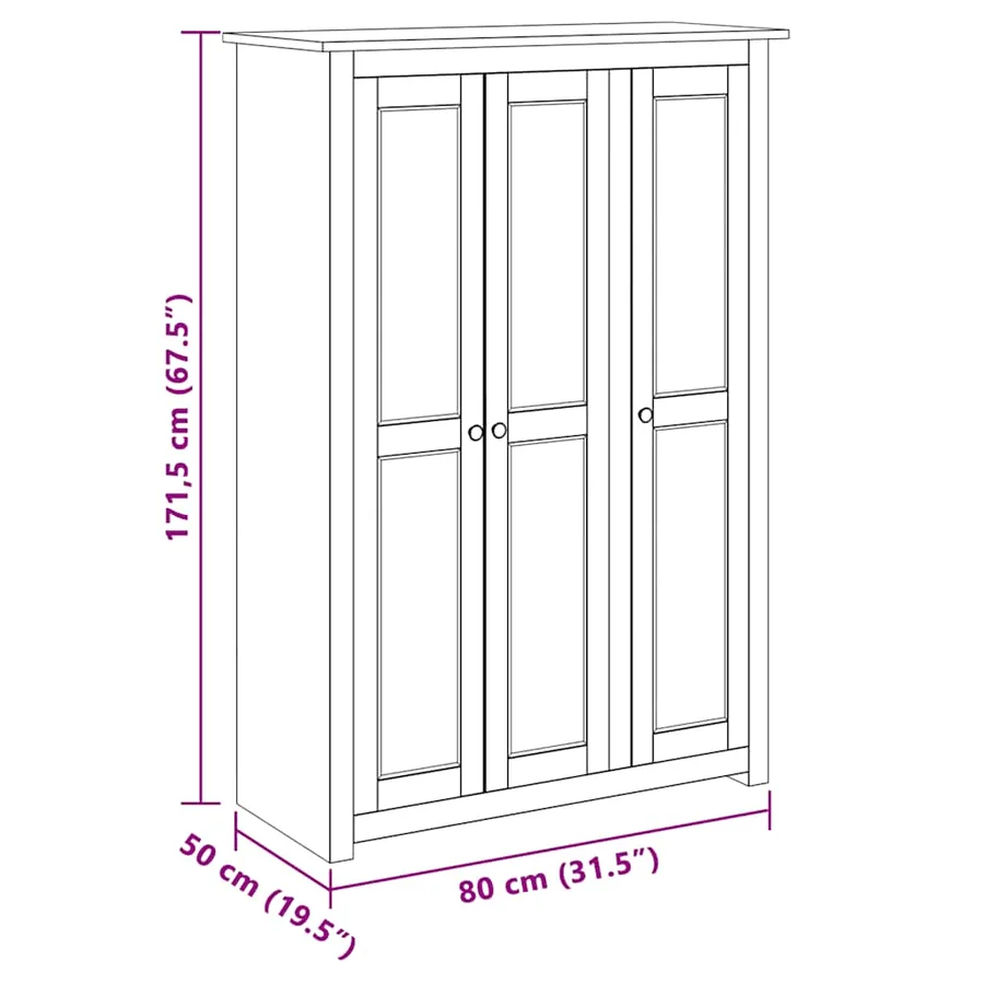 Garde-robe à 3 portes 118x50x171,5 cm Pin Assortiment Panama - 9