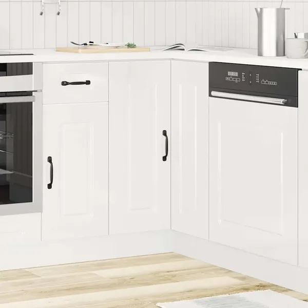 Armoire d'angle de cuisine Kalmar blanc brillant